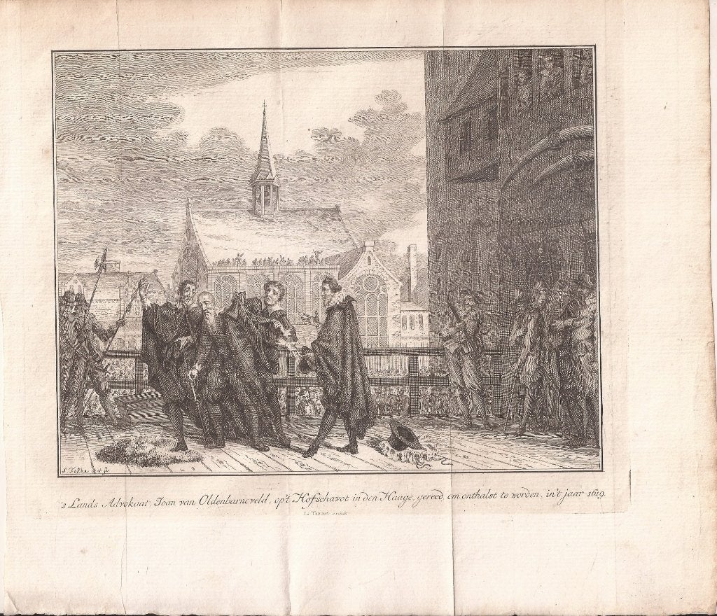 's Lands Advokaat Joan van Oldenbarneveld op Hofschavot 1619, 19 cm, Ophalen of Verzenden, 15 cm, 1700 - 1799