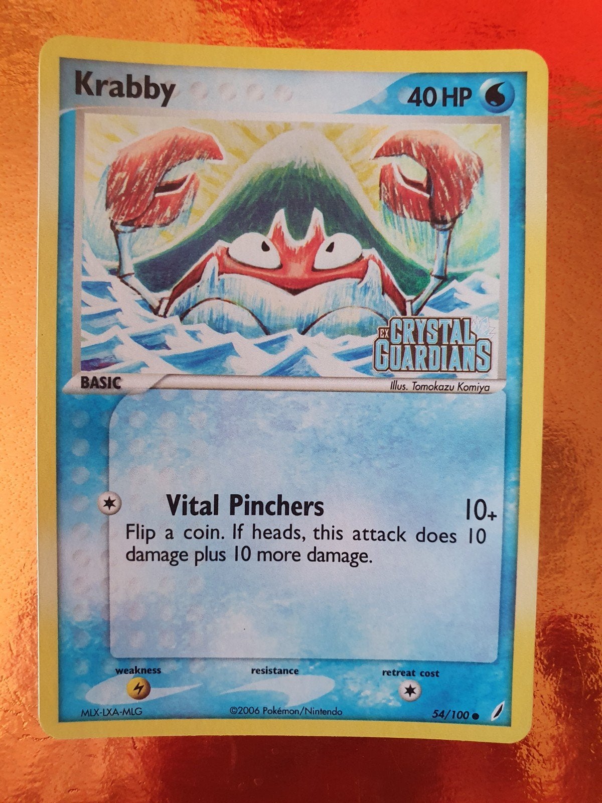 Krabby 54/100 ex crystal guardians holo pokemon kaart, Ophalen of Verzenden, Zo goed als nieuw, Losse kaart