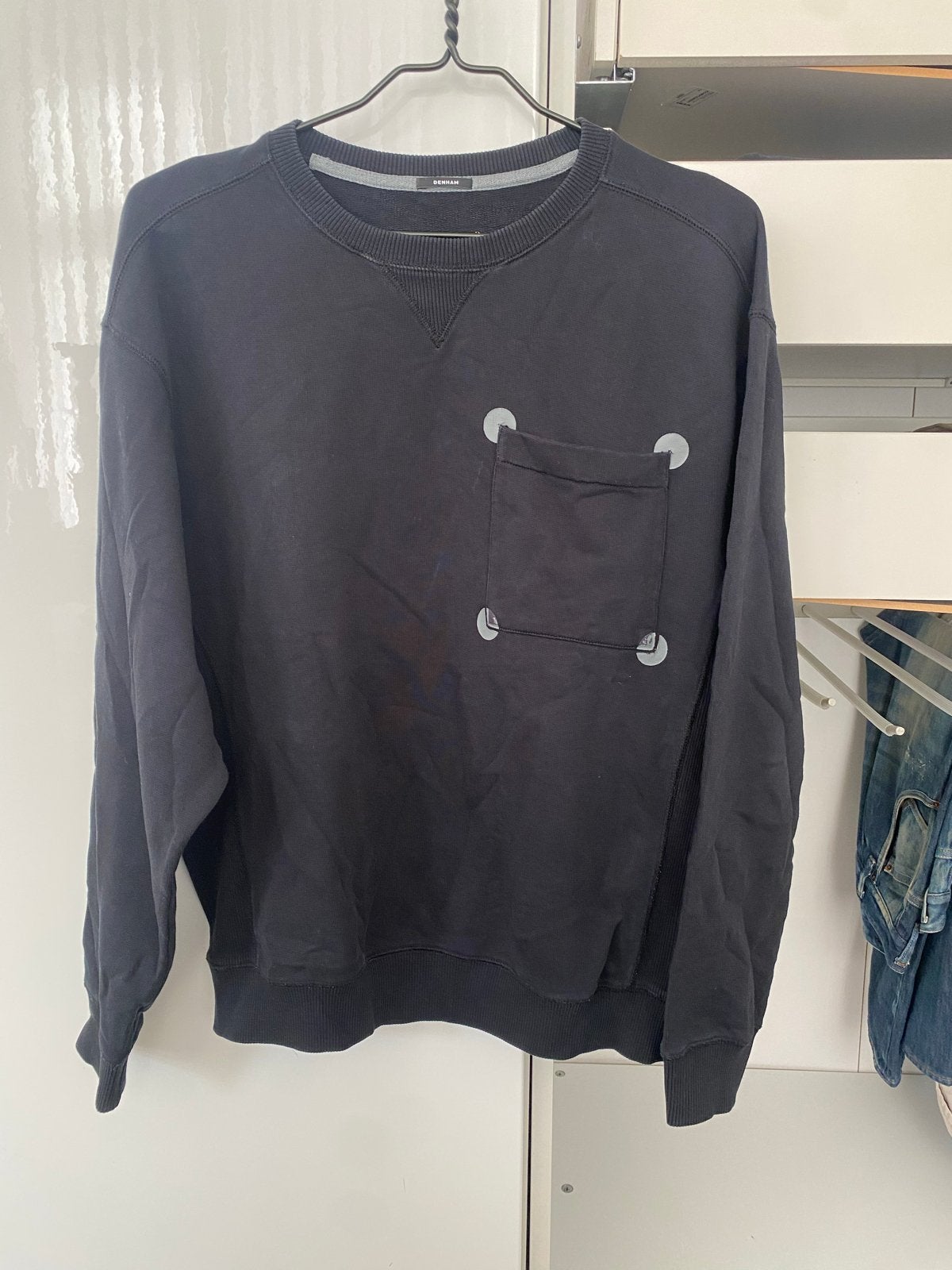 Denham sweater en denim overhemd, Verzenden, Gedragen, Maat 38/40 (M), Zwart
