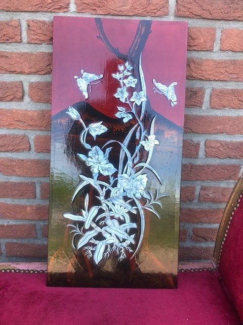 oud Chinees lakpaneel, VLINDERS, China, Ophalen of Verzenden, Handgemaakt