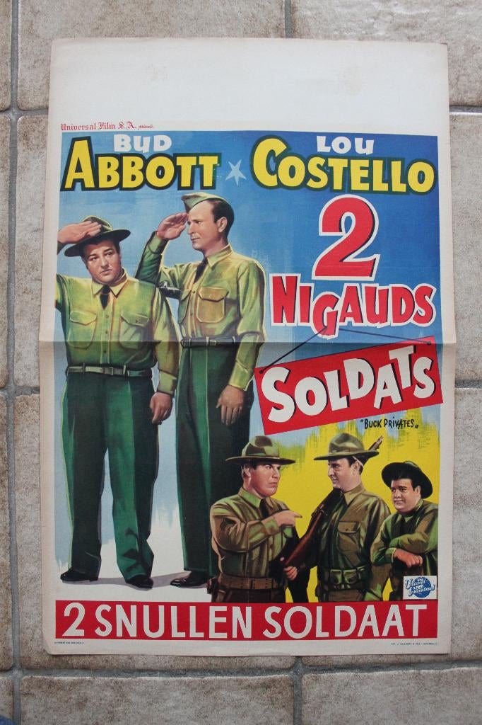 filmaffiche Abbott and Costello Buck Privates filmposter, Rechthoekig Staand, Ophalen of Verzenden, Zo goed als nieuw, A1 t/m A3