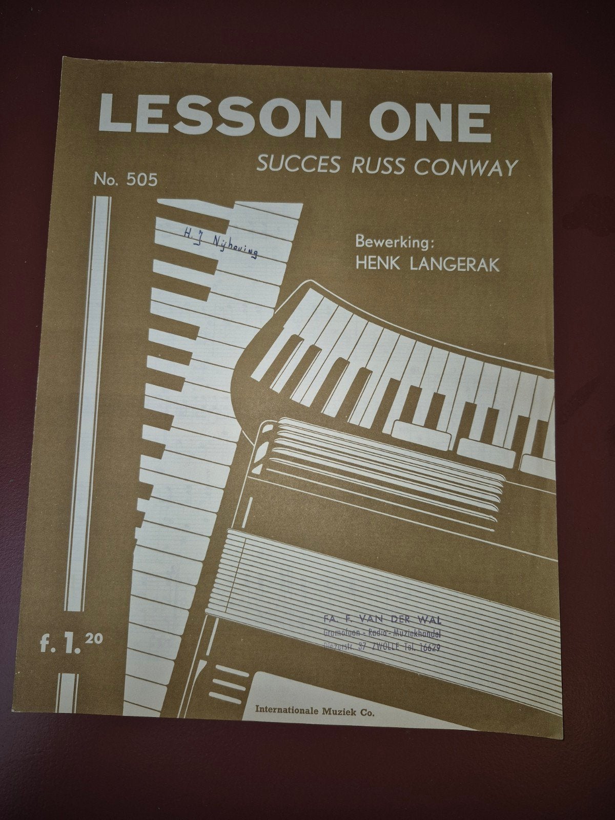Lesson One - Succes Russ Conway - Bladmuziek Accordeon, Gebruikt, Ophalen of Verzenden, Artiest of Componist, Populair