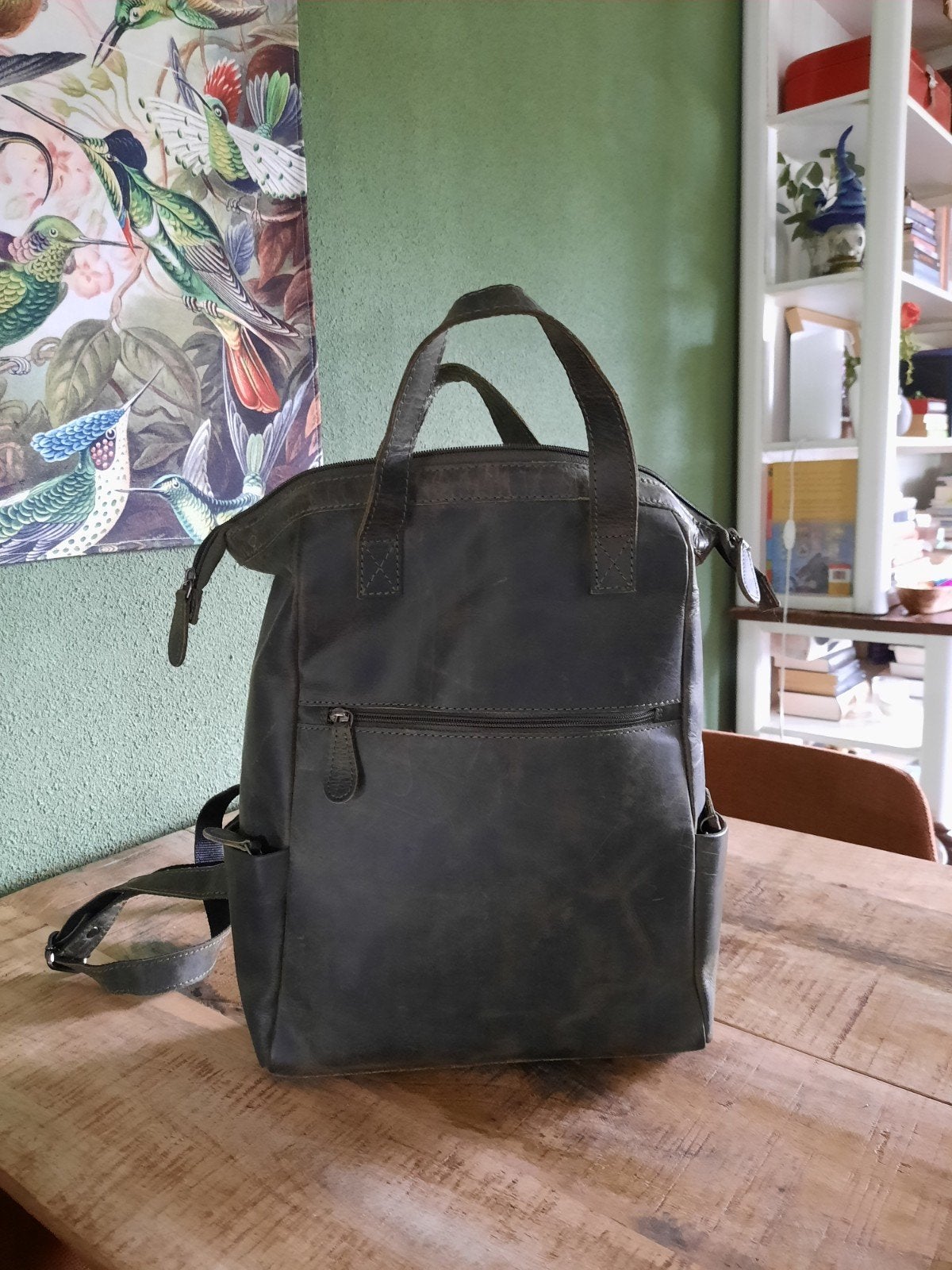 Nieuw! Dames rugtas buffelleer, donkergroen., Sieraden, Tassen en Uiterlijk, Tassen | Rugtassen, Ophalen, Nieuw, Overige merken