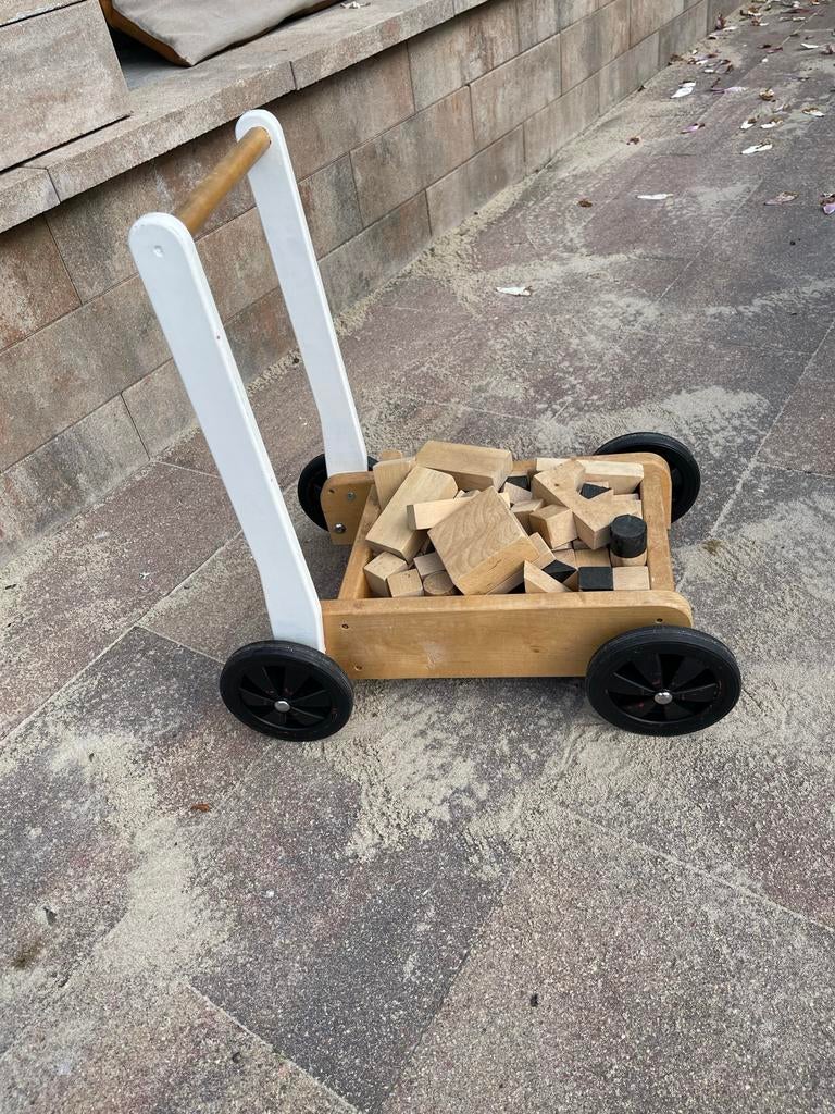 Houten Looprekje met Bouwblokken, Kinderen en Baby's, Ophalen, Gebruikt, Overige merken