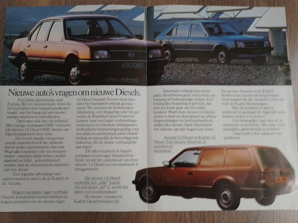 Opel Rekord en Kadett diesel, autofolder, Ophalen of Verzenden, Zo goed als nieuw, Opel