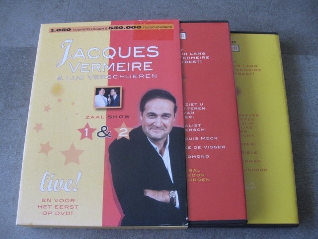 JACQUES VERMEIRE - ZAALSHOW 1 en ZAALSHOW 2 in een 2-DVD BOX, Alle leeftijden, Ophalen, Zo goed als nieuw, Stand-up of Theatershow