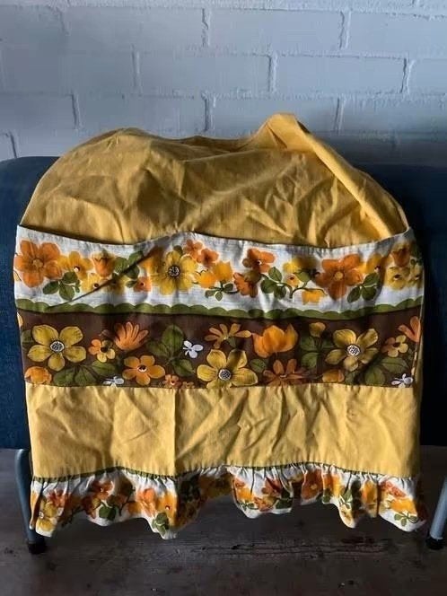 Vintage Schort Jaren '60 Bloemenprint, Huis en Inrichting, Keuken | Textiel, Wasbaar, Ophalen of Verzenden, Zo goed als nieuw