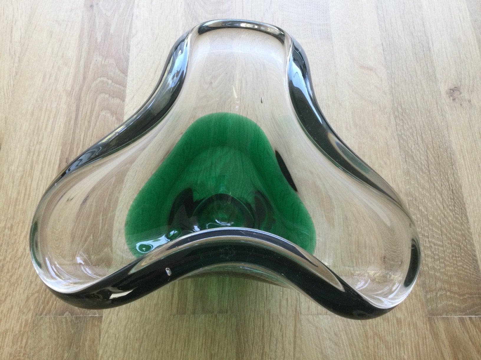 Schaal groen/blank glas Kristalunie? Symphonia?, Ophalen of Verzenden
