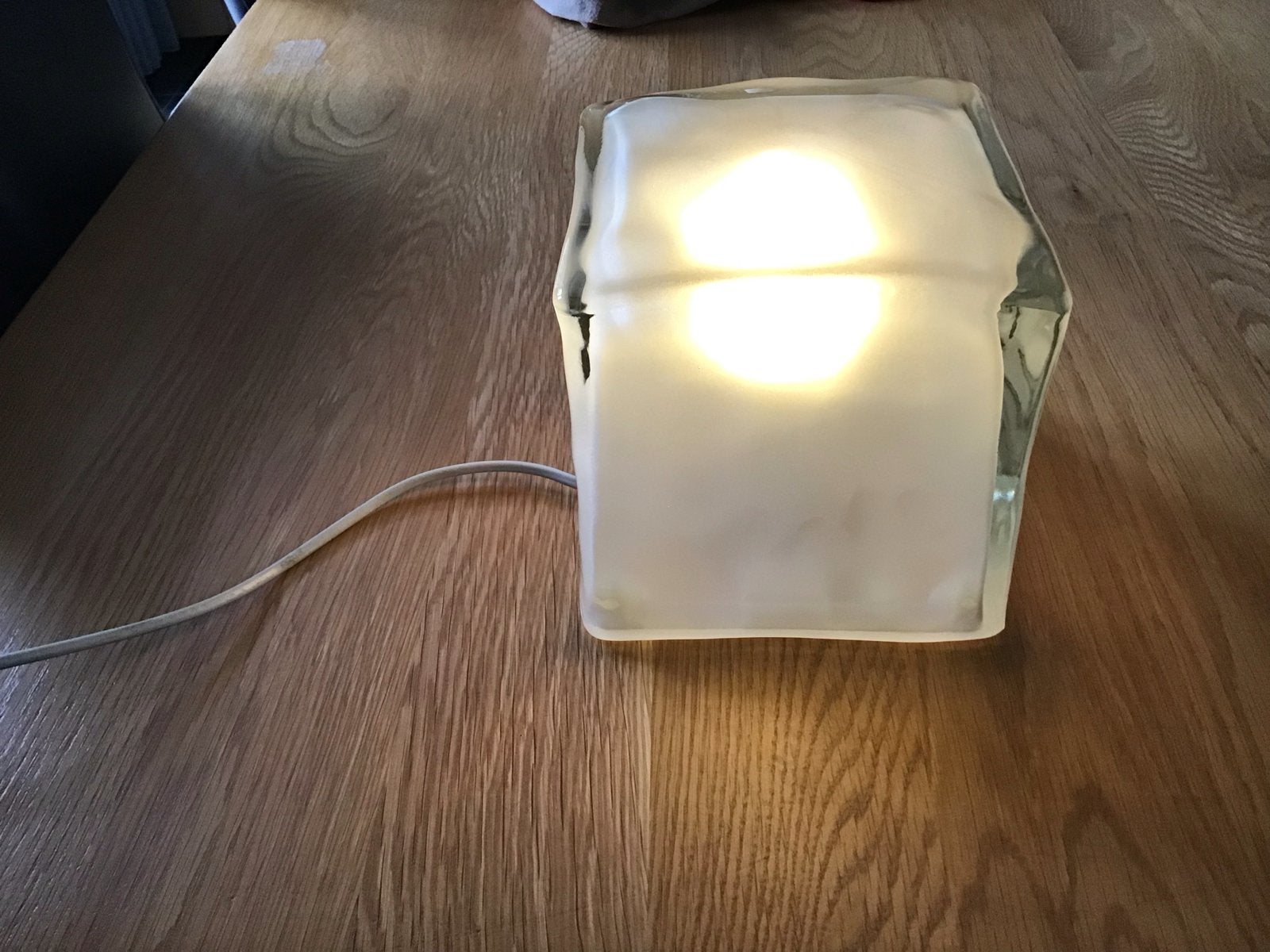 IKEA Iviken 'Ice Cube' lamp uit de jaren 90, incl. lichtbron, Met schakelaar, Wit, Gebruikt, Glas
