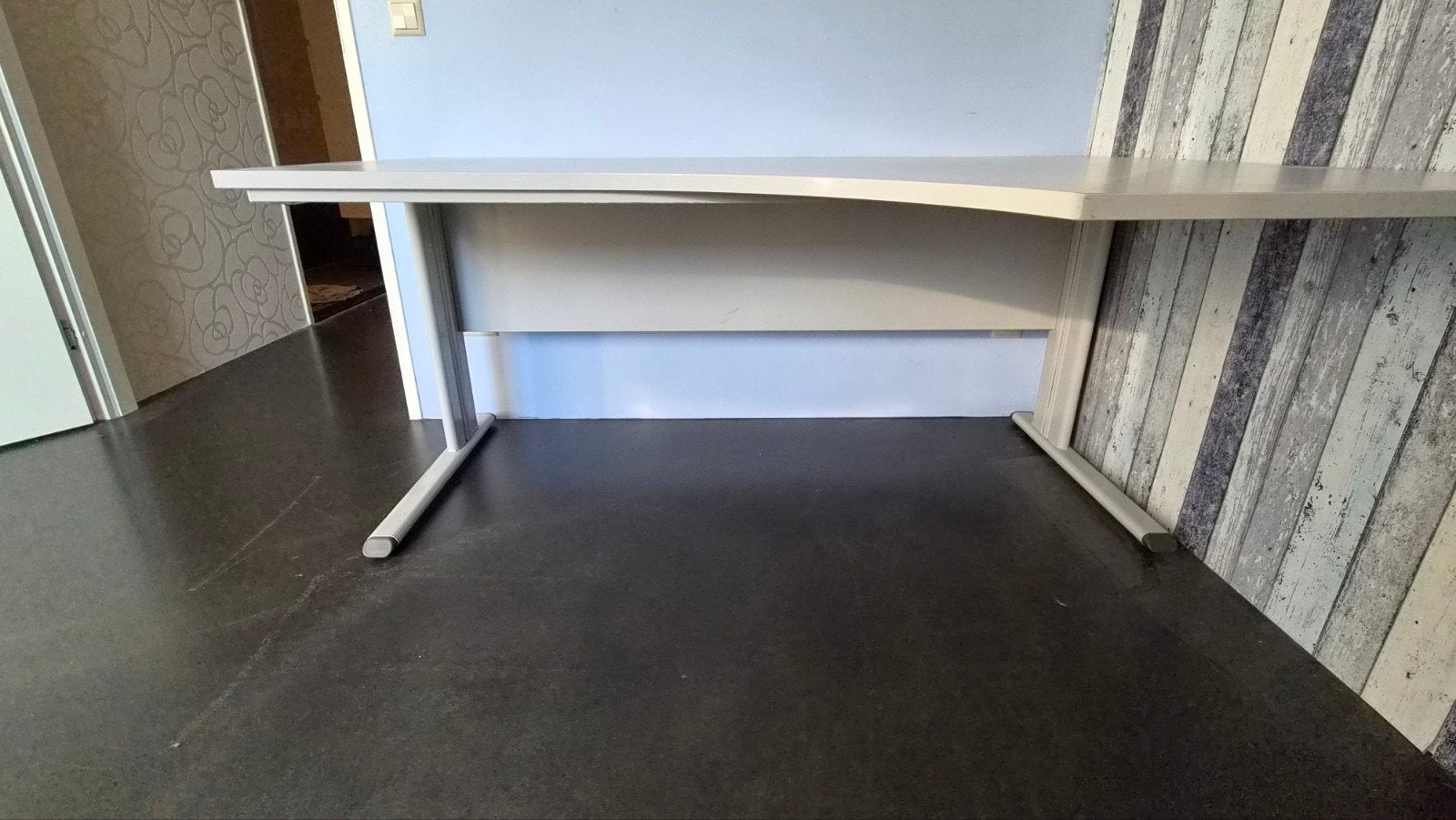 Stevig Hoekbureau - Grijs - Gebruikt, Ophalen, Gebruikt, 120 cm, Metaal