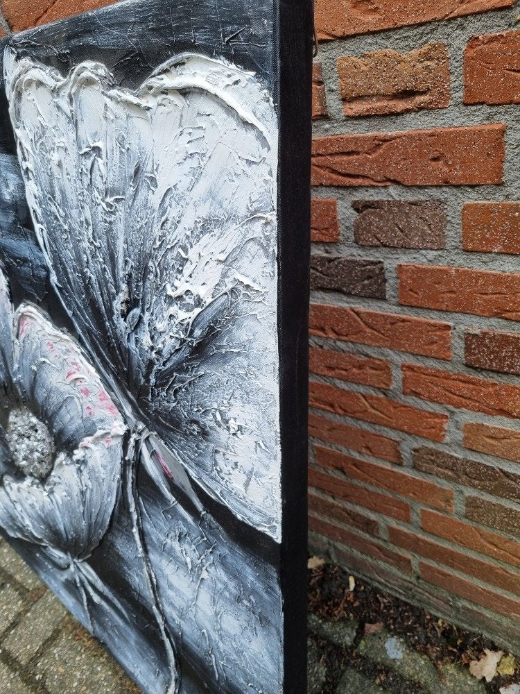 schilderij klaprozen relief groot, Ophalen of Verzenden, 'T Olde Gre-j, Info@toldegrej.nl, Endepoelstraat 20f Didam