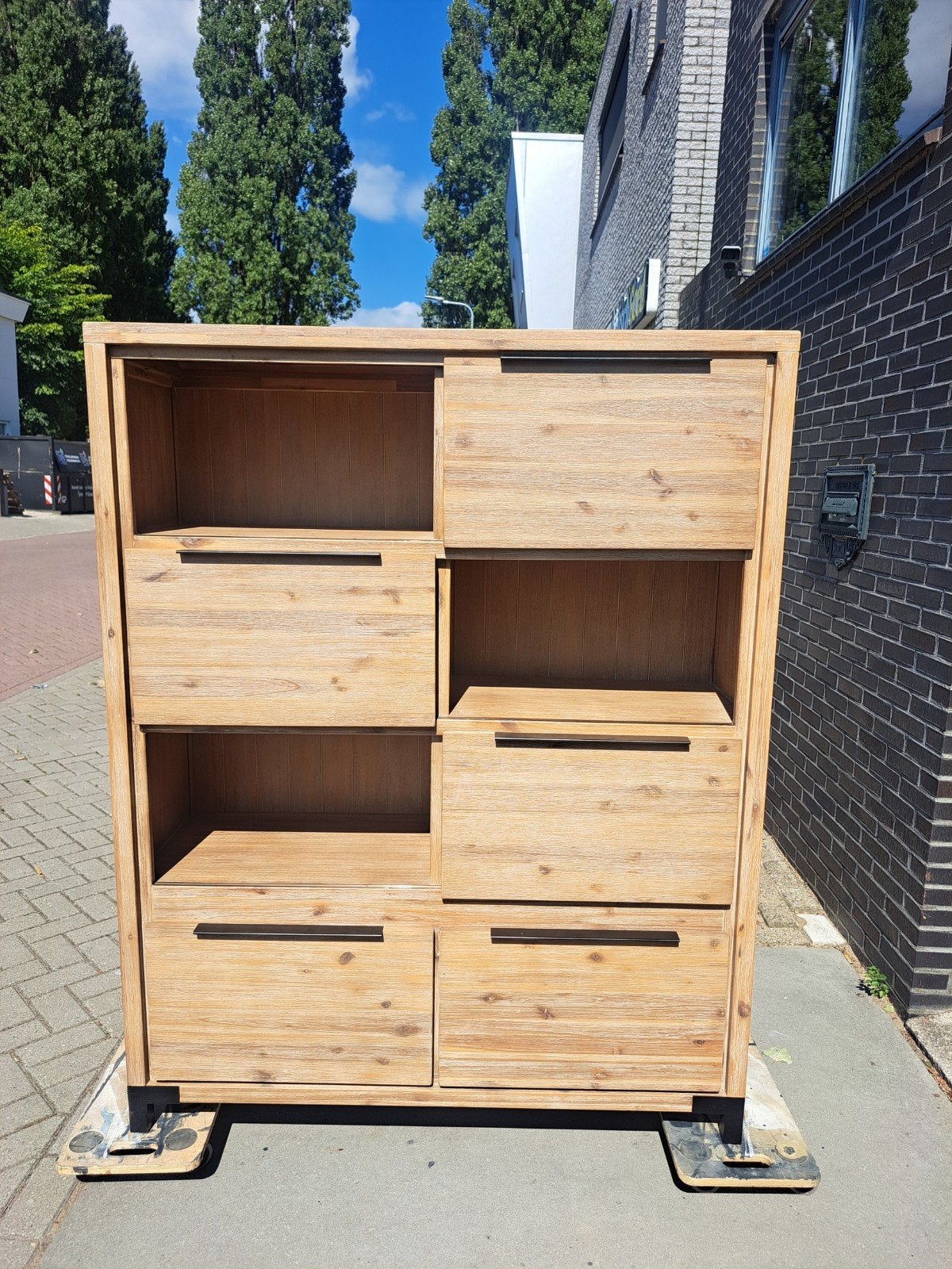 wandmeubel acasia hout, Huis en Inrichting, Kasten | Wandmeubels, Zo goed als nieuw, 150 tot 200 cm, Minder dan 150 cm, 25 tot 50 cm