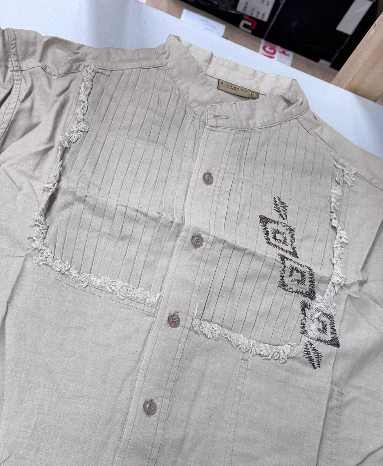 Richmond Overhemd blouse L western cowboy vintage beige, Kleding | Heren, Overhemden, Beige, Ophalen of Verzenden, Zo goed als nieuw