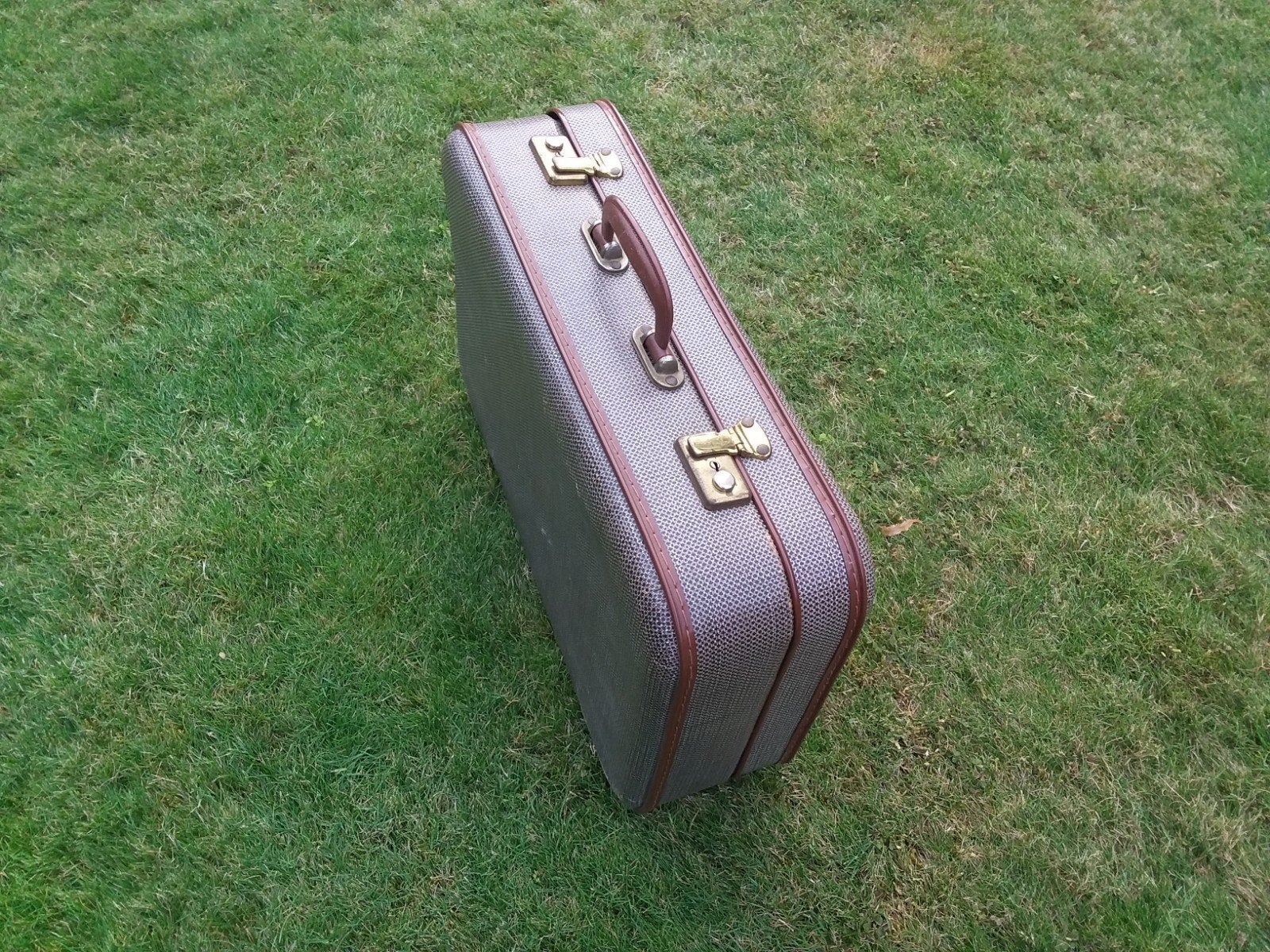 Vintage Koffer - Stijlvol en Ruim grijs bruin, Ophalen, Overige materialen, Gebruikt, 50 tot 60 cm