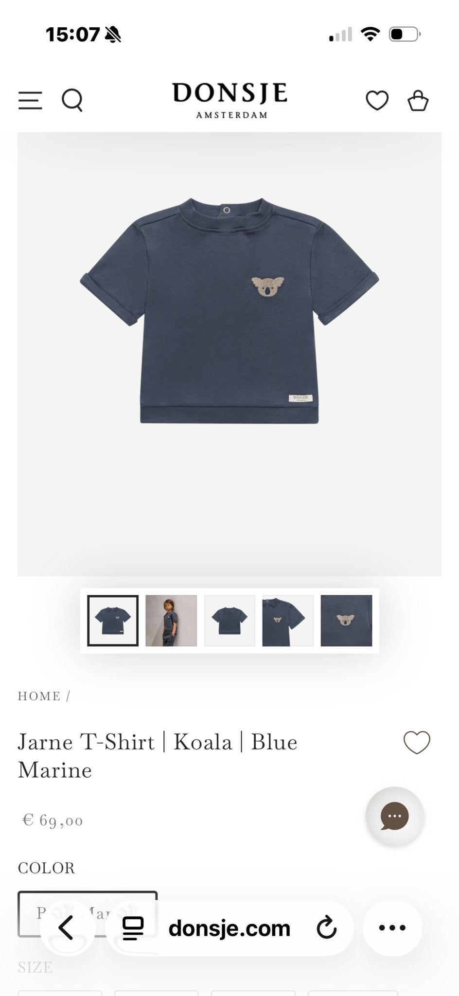Donsje Amsterdam Jarne T-shirt Koala Blue Marine 12-18M, Ophalen of Verzenden, Zo goed als nieuw, Jongen of Meisje