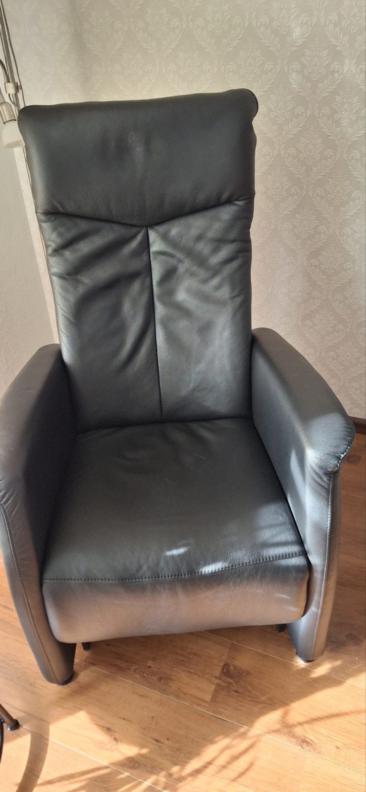 Leren sta op stoel  Zwart met afstandsbediening, Ophalen, Gebruikt, Minder dan 75 cm, Leer