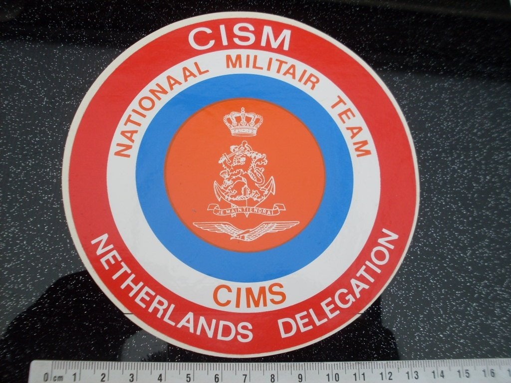 sticker national militair team cims netherlands delegation, Verzamelen, Stickers, Verzenden, Zo goed als nieuw, Bedrijf of Vereniging