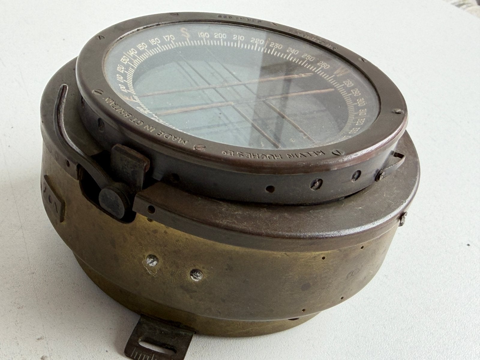 Bronzen Kelvin Hughes PII Compass V1029/1 Ser Nr2 855, Ophalen of Verzenden, Gebruikt, Gps of Kompas