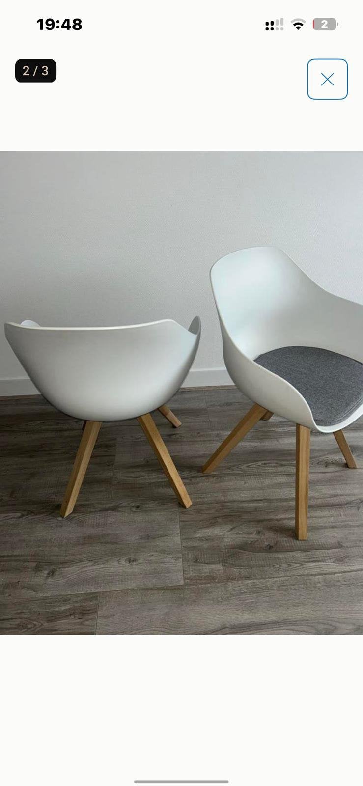 4 witte kuipstoelen met kussentje, Huis en Inrichting, Wit, Zo goed als nieuw, Vier, Ophalen