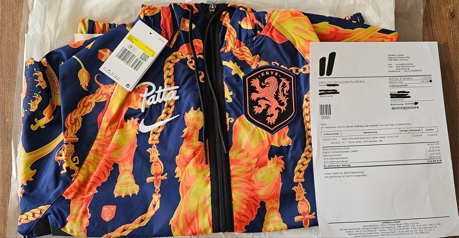 Nike Patta KNVB Nederland Anthem Jacket Maat S, Zwart, Nike, Nieuw, Ophalen of Verzenden