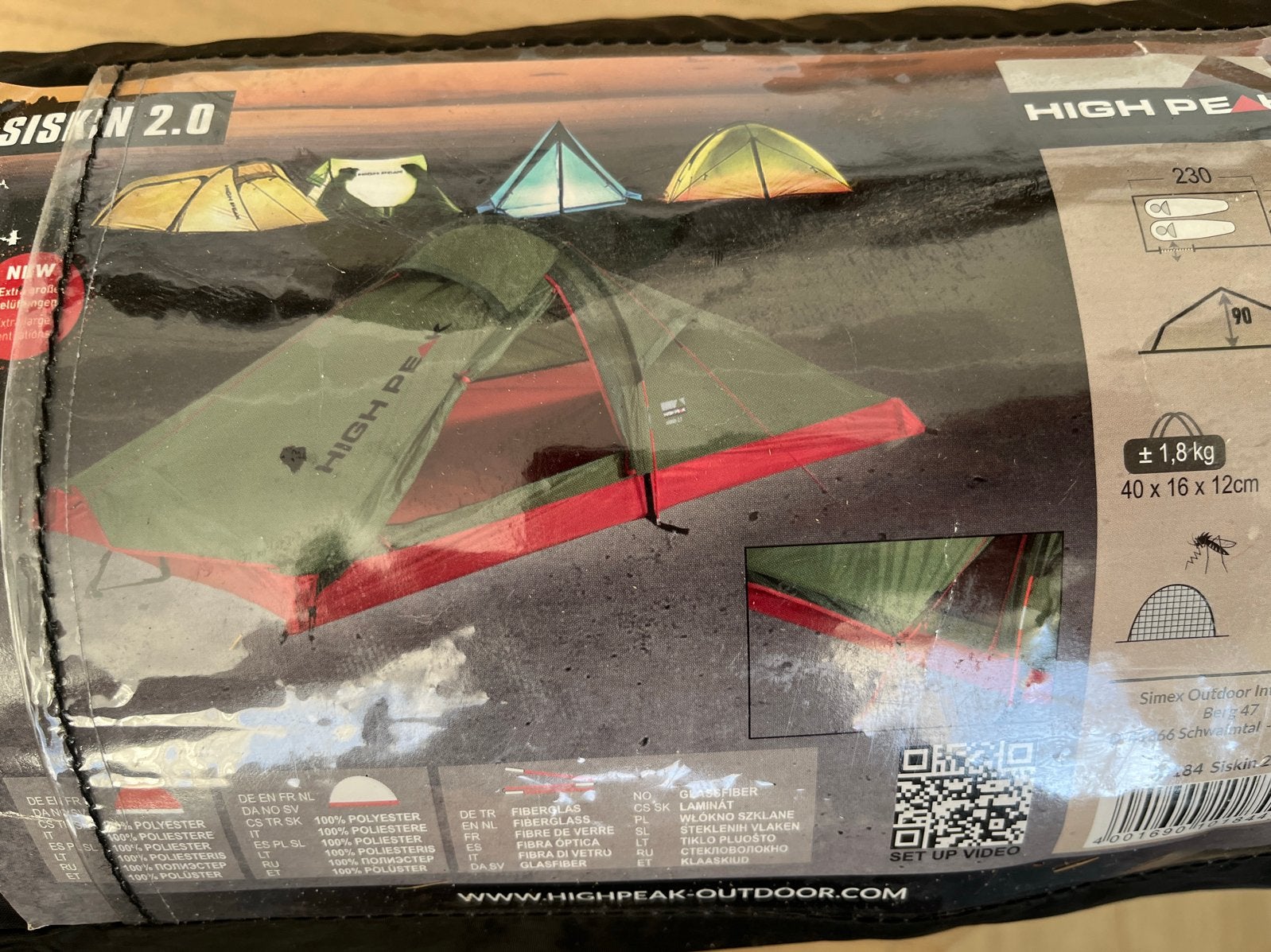 High Peak Siskin 2.0 Lichtgewicht Tent - 2 Personen, Ophalen of Verzenden, Zo goed als nieuw, Tot en met 2