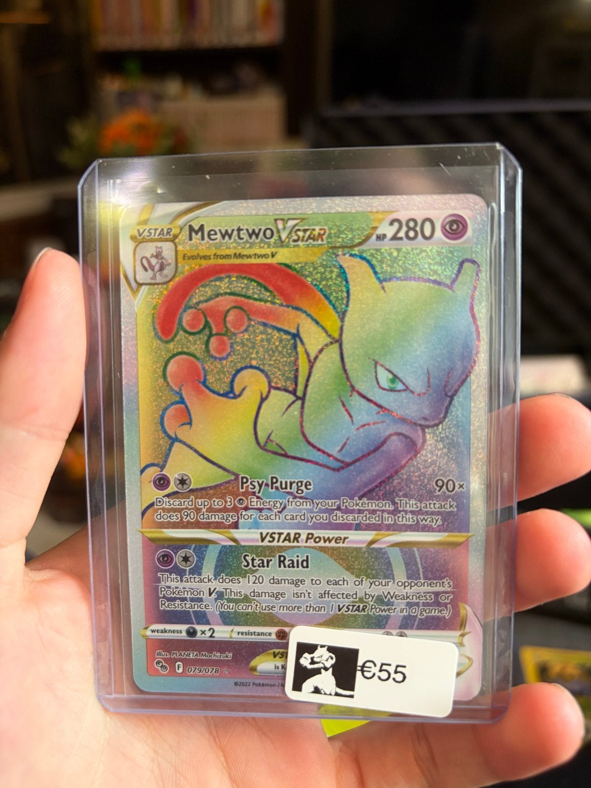 Mewtwo VSTAR Rainbow Rare 079/078 Pokémon Kaart, Ophalen of Verzenden, Zo goed als nieuw, Losse kaart, Foil