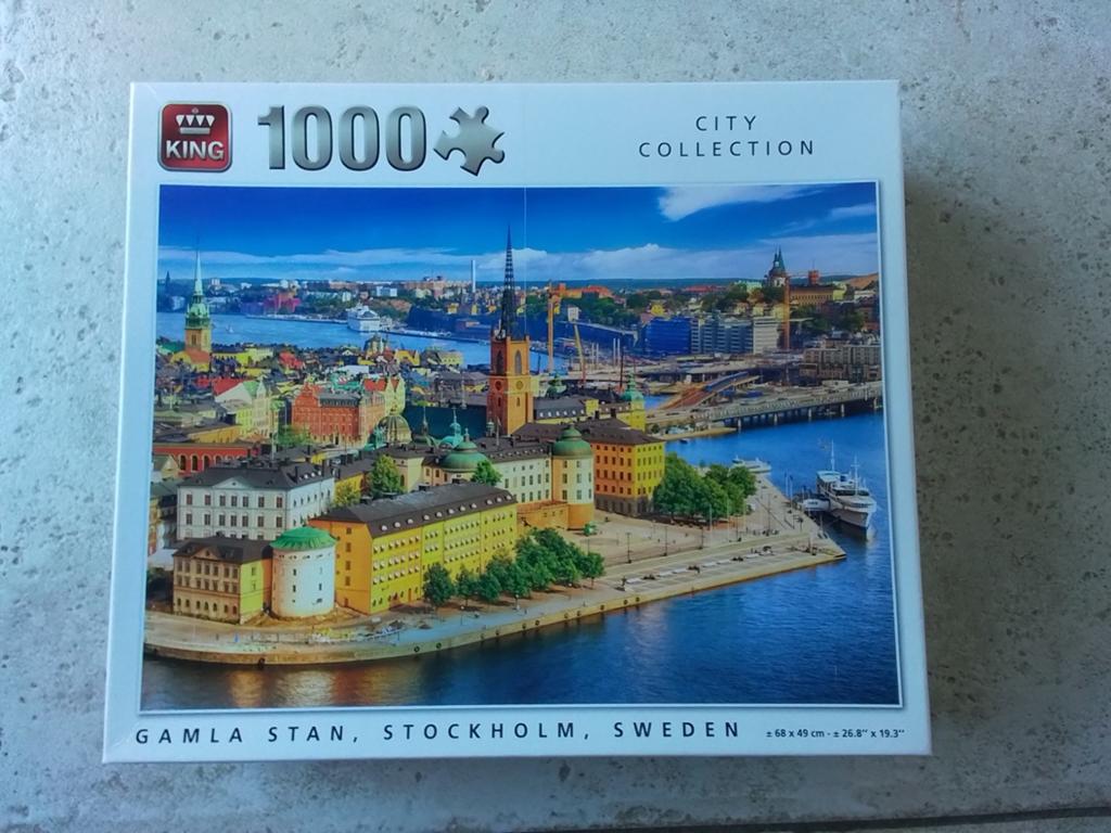 King Legpuzzel 1000 stukjes Gamla Stan Stockholm, Ophalen, 500 t/m 1500 stukjes, Zo goed als nieuw, Legpuzzel