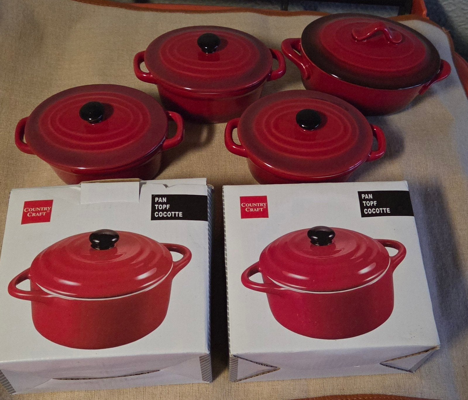 Nw, Country Craft Cocottes - 6 stuks - Rood, Ophalen of Verzenden, Nieuw, Overige materialen