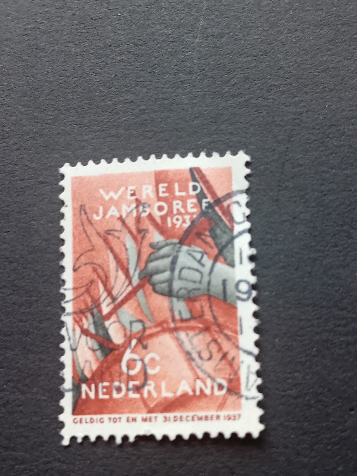 Wereld Jamboree 1937 postzegel 6c Nvph 294, Postzegels en Munten, Ophalen of Verzenden, T/m 1940, Gestempeld
