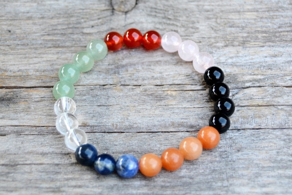 7 Chakra's edelsteen kralen armband - 8 mm, Ophalen of Verzenden, Mineraal