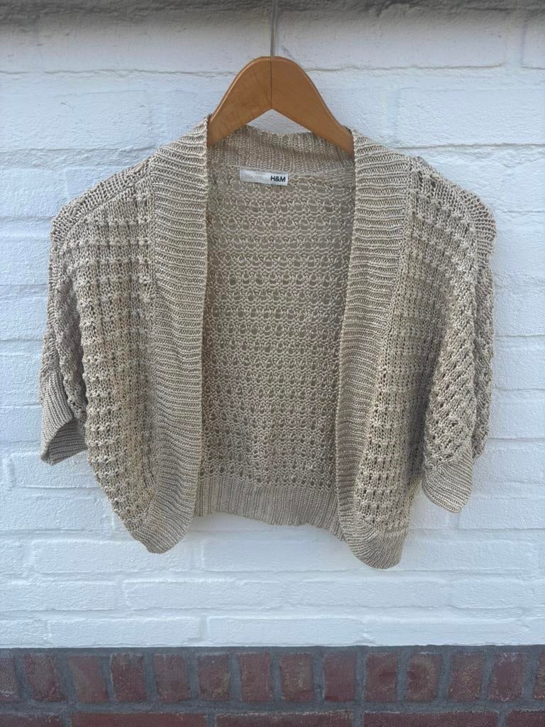 Gehaakt Y2K vestje bolero H&M maat S/M zomer lente layering, Ophalen of Verzenden, Zo goed als nieuw, Maat 38/40 (M), Beige