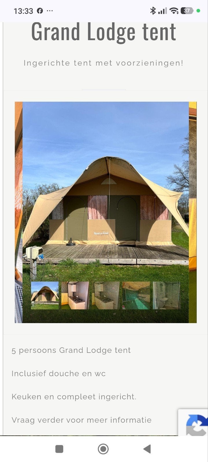 tent incl eigen sanitair/ slaapplek (inpandig), Caravans en Kamperen, Ophalen of Verzenden, Gebruikt