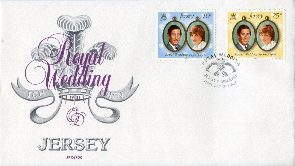 Charles and Diana, Jersey, wedding 29 juli 1981, Postzegels en Munten, Verzenden, Overige landen, Gestempeld