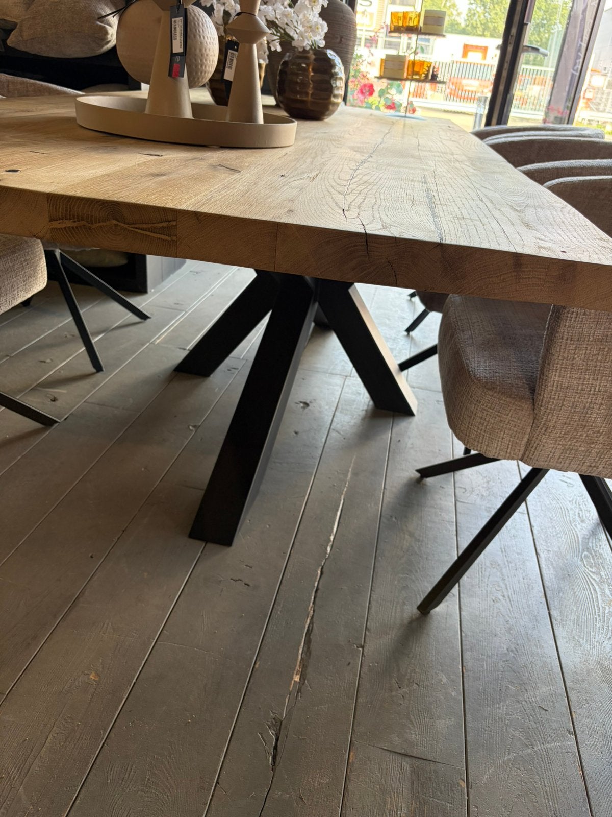Massief Oud Eiken Eettafel 260x115 cm – Onderstel naar Keuze, Ophalen, 100 tot 150 cm, Vijf personen of meer, Eikenhout