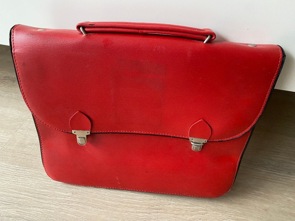Vintage Aktetas Laptoptas | kunstleer | rood | 30x25cm, Computers en Software, Laptoptassen, Waterdicht, Rood, 12 inch of minder