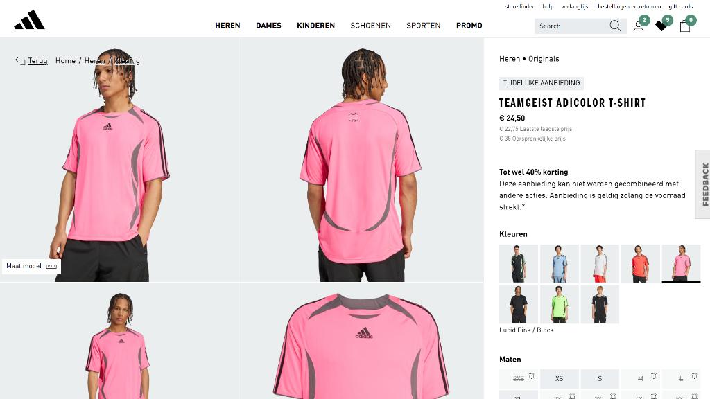 Teamgeist Adicolor T-shirt in maat M – nieuw met kaartje, Maat M, Ophalen of Verzenden, Nieuw, Shirt