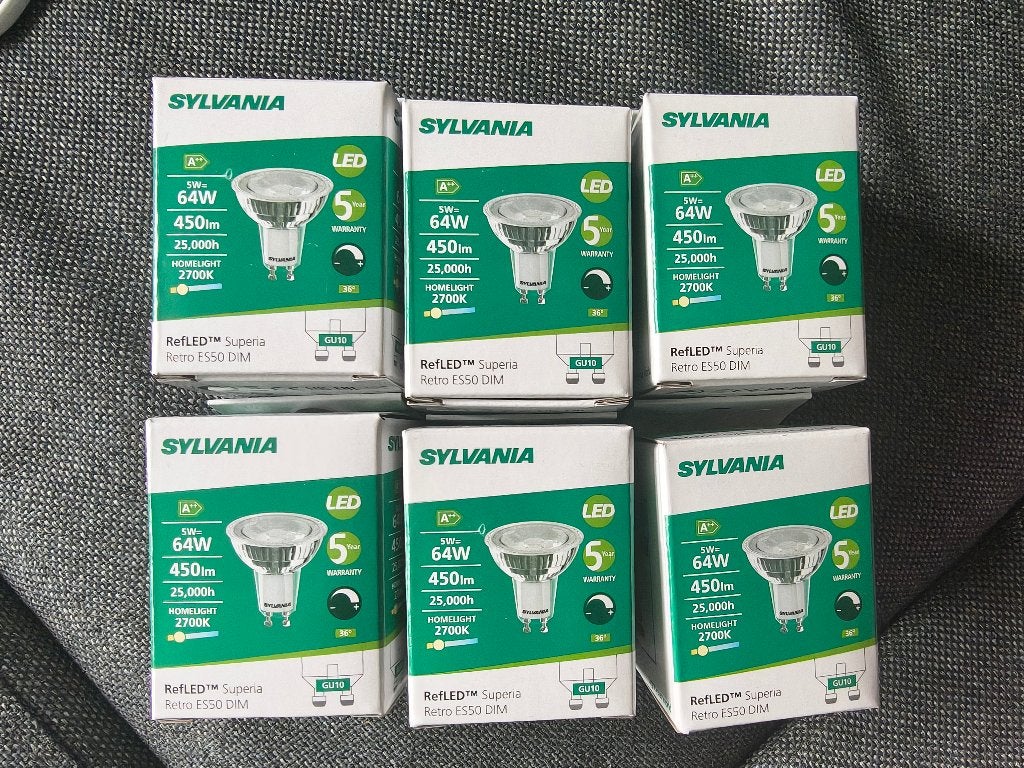 6 X Sylvania GU10 2700K LED lampen nieuw A++ label, Led-lamp, Dimbaar, Nieuw, Ophalen of Verzenden
