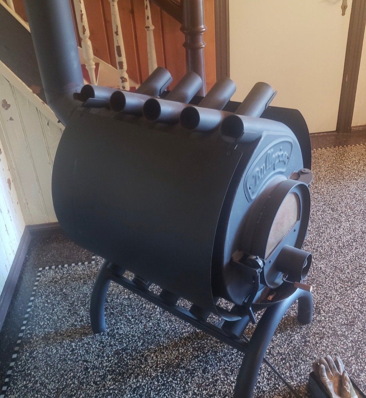 Bullerjan 14 kW complete set met rookgasafvoer, Huis en Inrichting, Houtkachel, Ophalen of Verzenden, Zo goed als nieuw, Vrijstaand