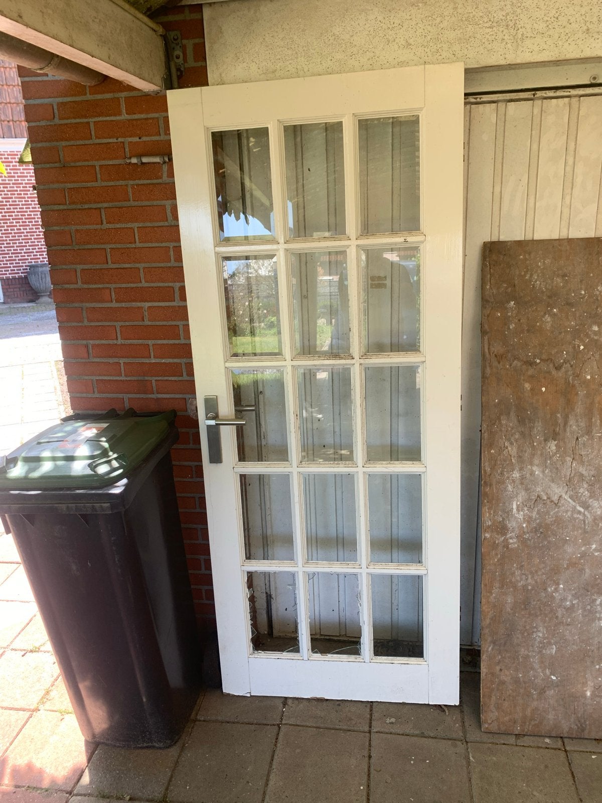 Binnendeur met glas, twee ruitjes stuk, Ophalen, Gebruikt, 80 tot 100 cm, Binnendeur