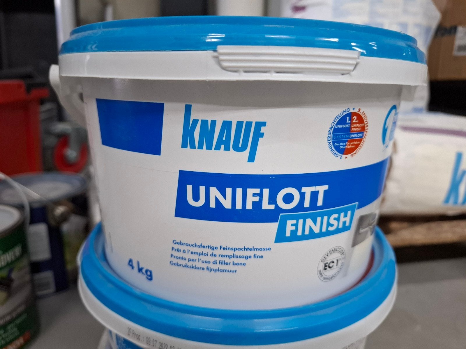 2x Knauf Uniflott Finish - Gebruiksklare Fijnplamuur 4 kg, Ophalen, Nieuw, Wit