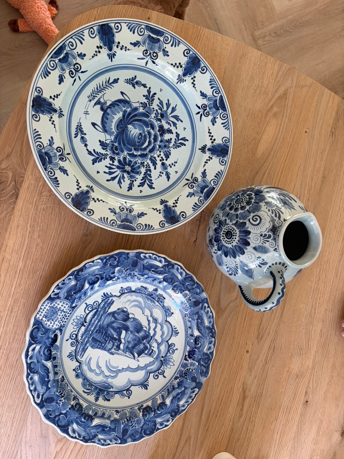 Delfts Blauw wandborden en kruik - Handgeschilderd, Ophalen of Verzenden