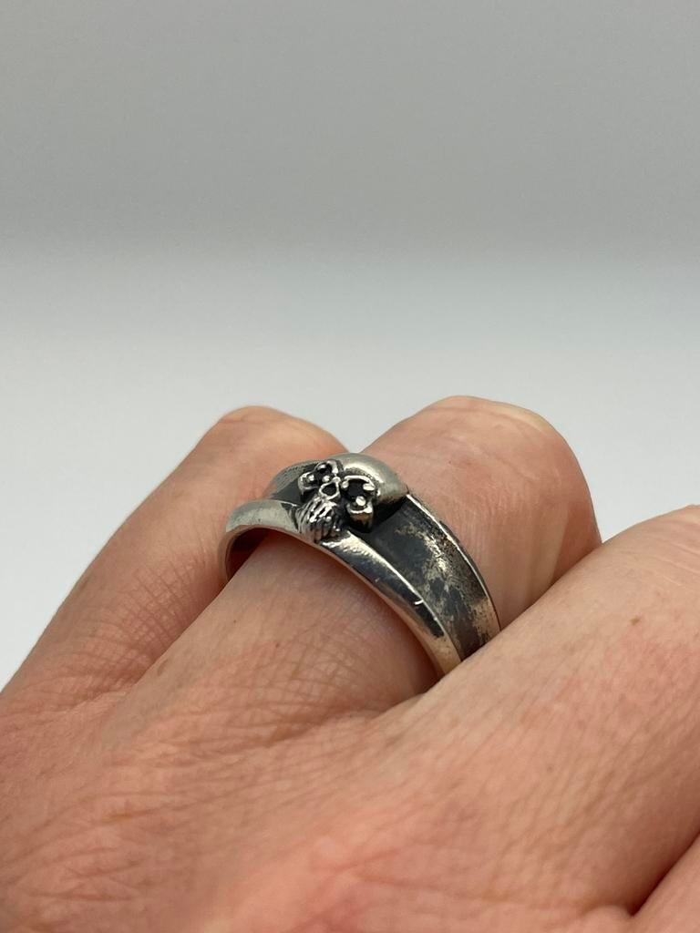 C979 Prachtige zilveren ring skull maat 20, Sieraden, Tassen en Uiterlijk, Ringen, 20 of groter, Ophalen of Verzenden, X, Dame