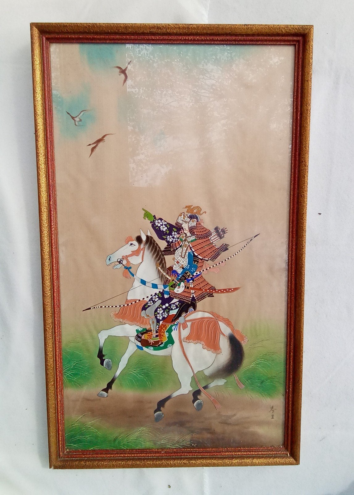 Oosters schilderij op linnen, goede staat, afhalen in Delft, Antiek en Kunst, Kunst | Niet-Westerse kunst, Ophalen, Ingelijst