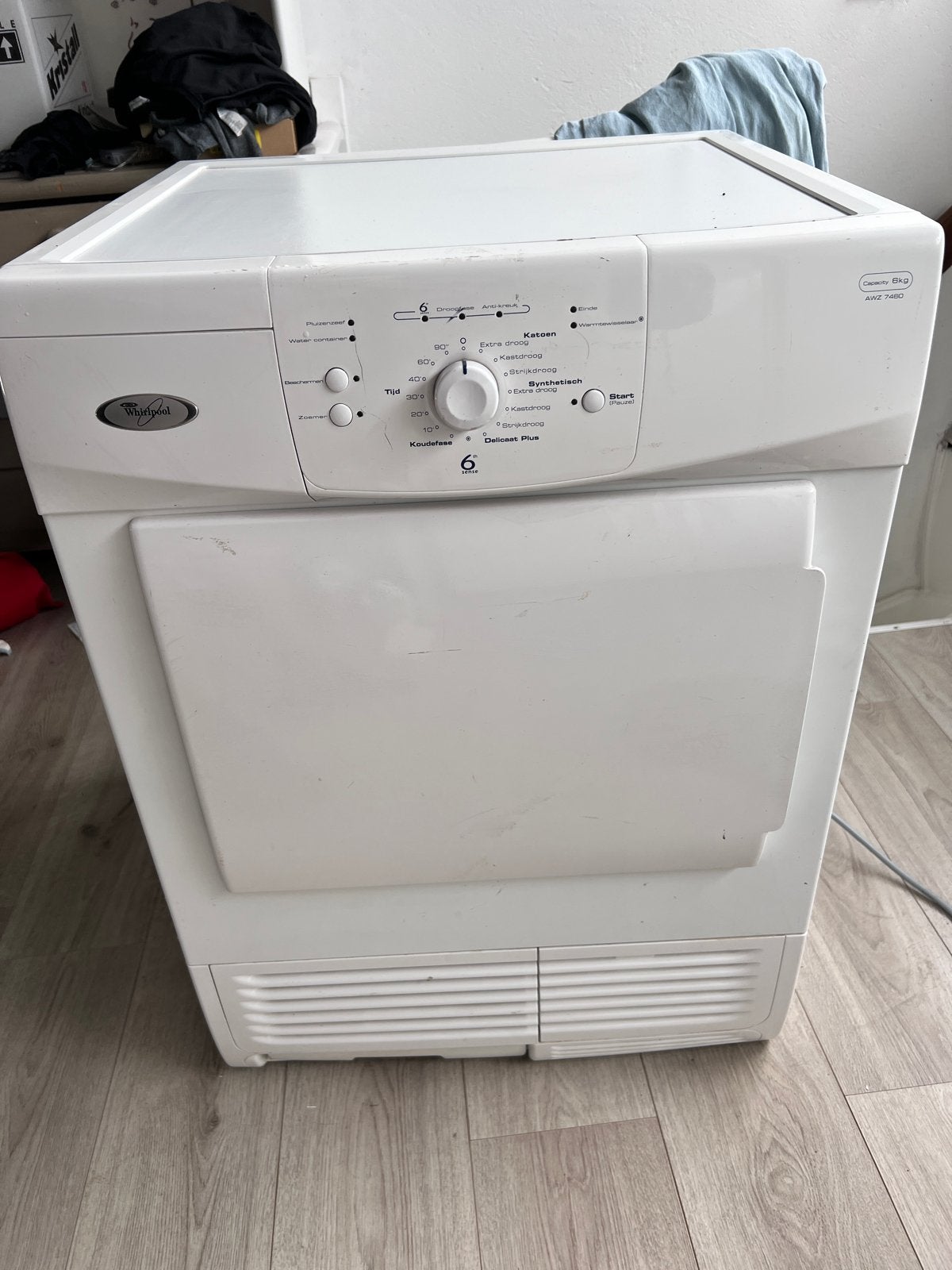 Whirlpool 6th Sense Condensdroger AWZ 7460 - 6kg, Ophalen, Gebruikt, 4 tot 6 kg, Voorlader