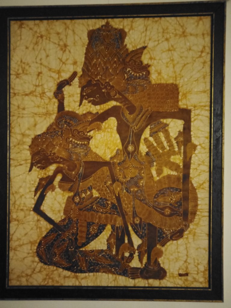 Orgineel indonesisch Batik schilderij, Bruin, 96 cm, Ophalen of Verzenden, Indonesië