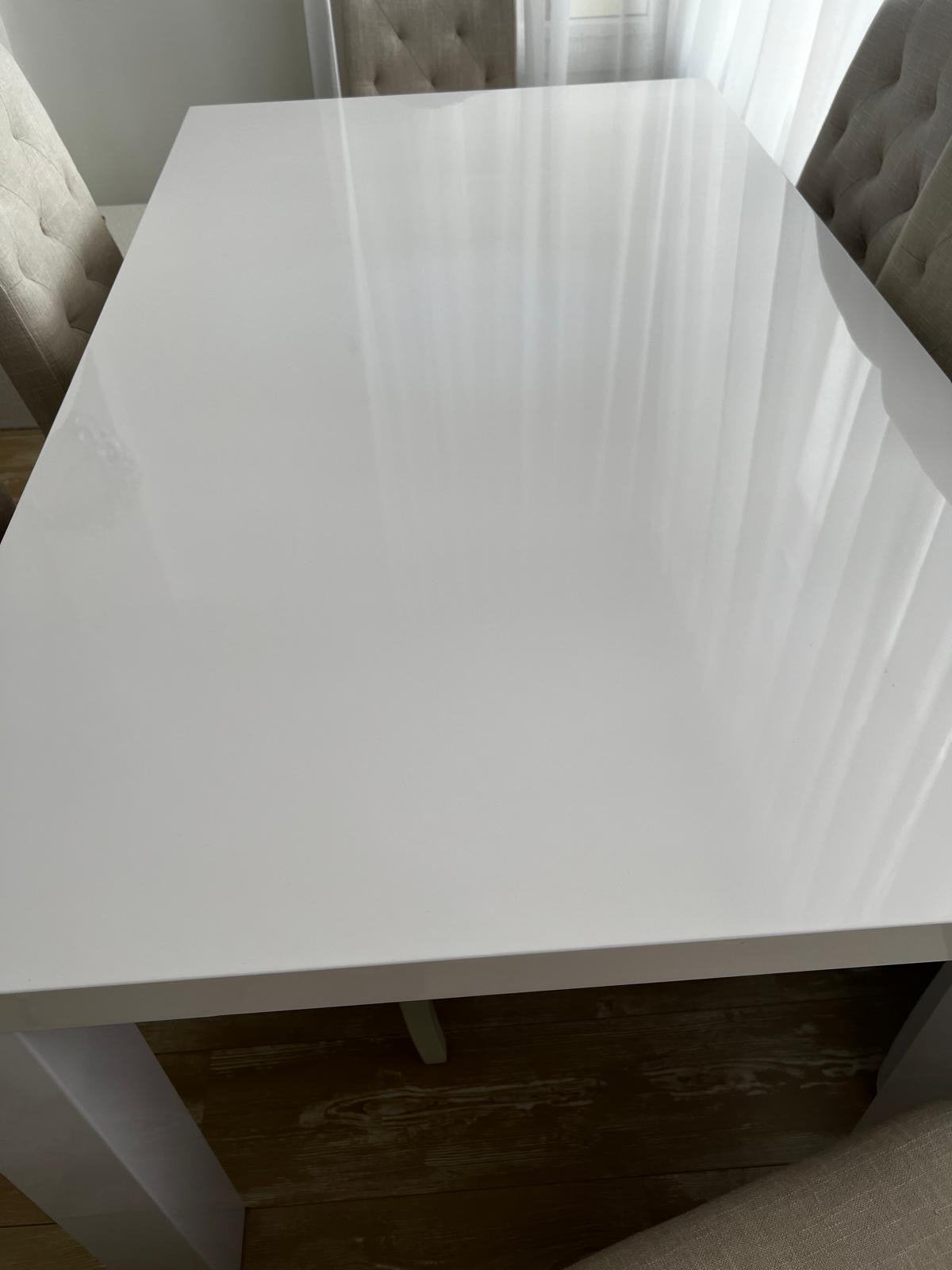 Witte eettafel met stoelen - 160x90 cm, Huis en Inrichting, Ophalen, Overige materialen, Gebruikt, 50 tot 100 cm