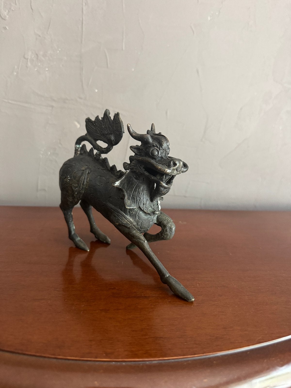 Bronzen Qilin (Chinese eenhoorn) gelukbrengend fabeldier, Ophalen of Verzenden