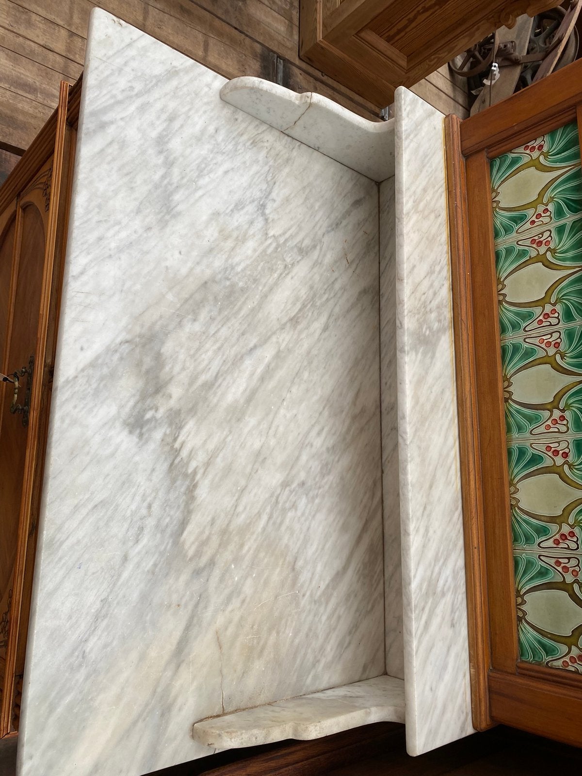 Art Nouveau commode kast met marmer en spiegel, Ophalen