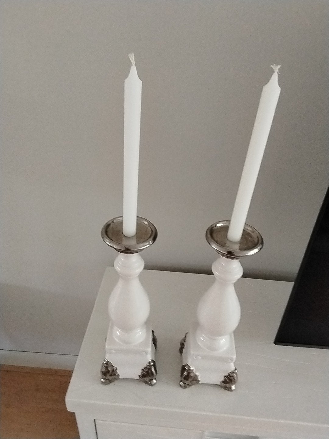 kandelaars, Huis en Inrichting, Ophalen, Wit, Zilver