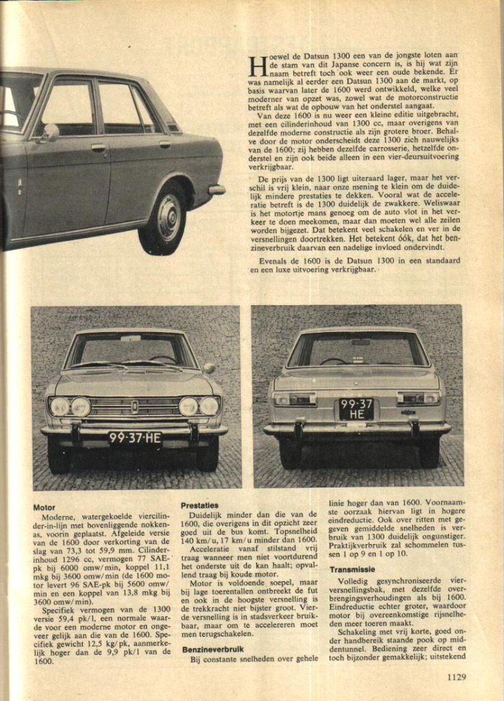 Autokampioen test Datsun 1300 de Luxe April 1969, Ophalen of Verzenden, Gelezen, Overige merken